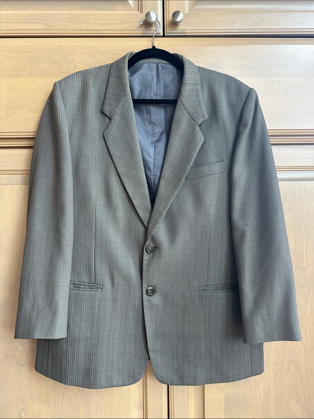 Vintage Gray Pinstripe Two-Button Blazer